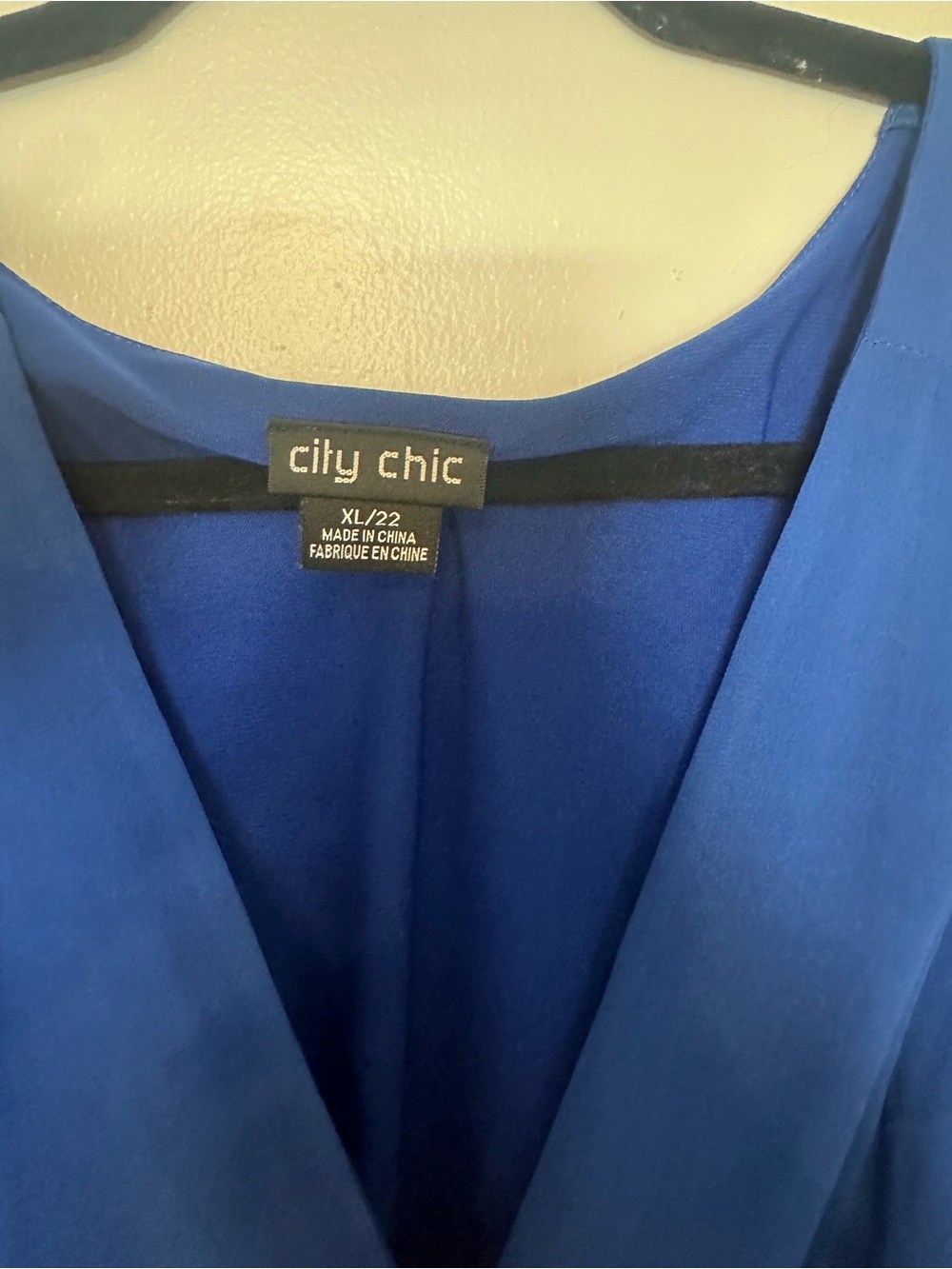 City Chic Blue V-Neck Blouse - Picture 2 of 3